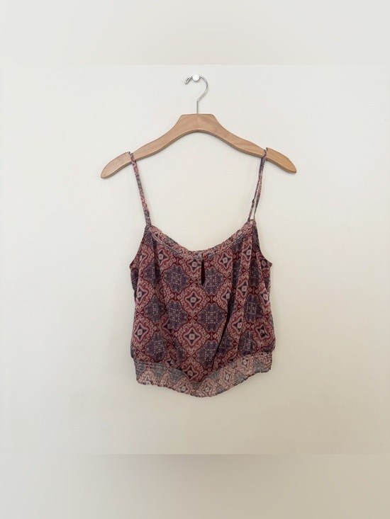 American Eagle Outfitters Tops - American Eagle Outfitters Printed Spaghetti Strap Tank Womens Sz Small Sheer